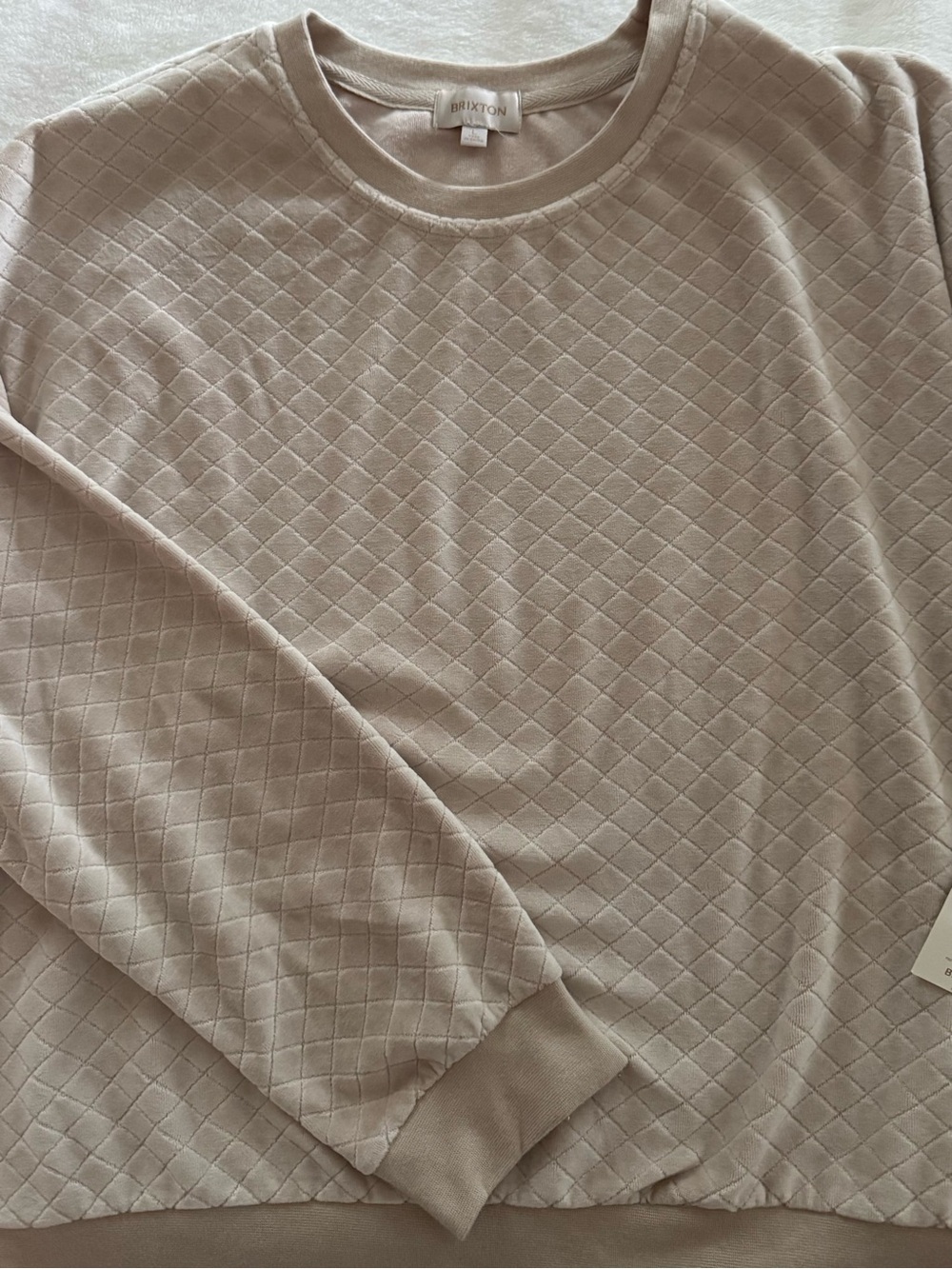 Brixton Women’s  Quilted Textured Crewneck Lounging NWT in Beige